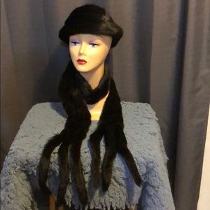 Vincent + Bill Mink hat & scarf with tails